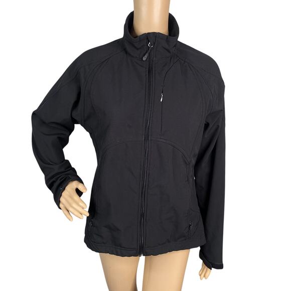 Double Diamond Black Fleece Lined Softshell Full Zip Jacket Coat SZ M - Picture 1 of 11